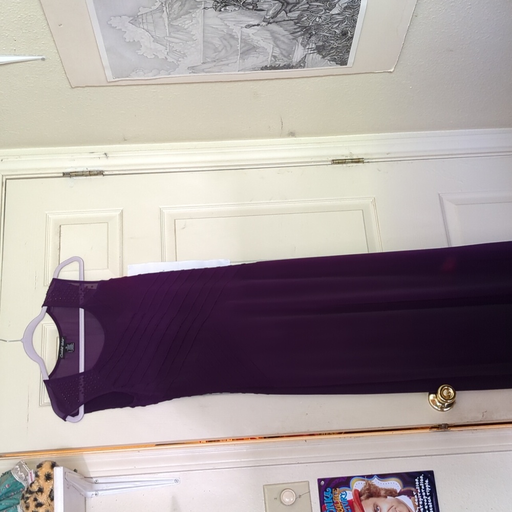 Floor length, dark purple, medium dress